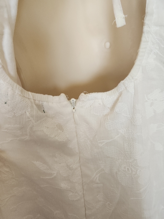 Wild Fable White Embroidered Flowy Milk Maid Top Bishop Sleeved Dress L - Picture 7 of 11